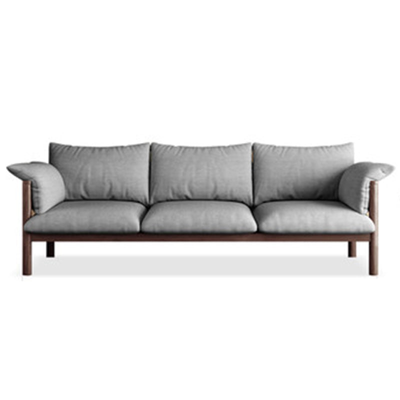 Contemporary Square Arm Standard Sofa with Bolster Pillows for Living Room, Apartment Silver Gray Clearhalo 'furn' 'furn_sofas' 'Furniture' 'furniture_sofas' 'kitchen' 'kitchen_sofas' 'Living Room Furniture' 'Sofa' 'sofas' 4749276