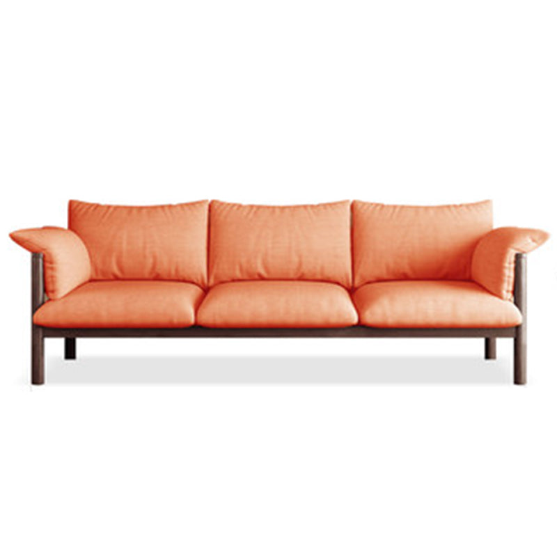 Contemporary Square Arm Standard Sofa with Bolster Pillows for Living Room, Apartment Orange Clearhalo 'furn' 'furn_sofas' 'Furniture' 'furniture_sofas' 'kitchen' 'kitchen_sofas' 'Living Room Furniture' 'Sofa' 'sofas' 4749277