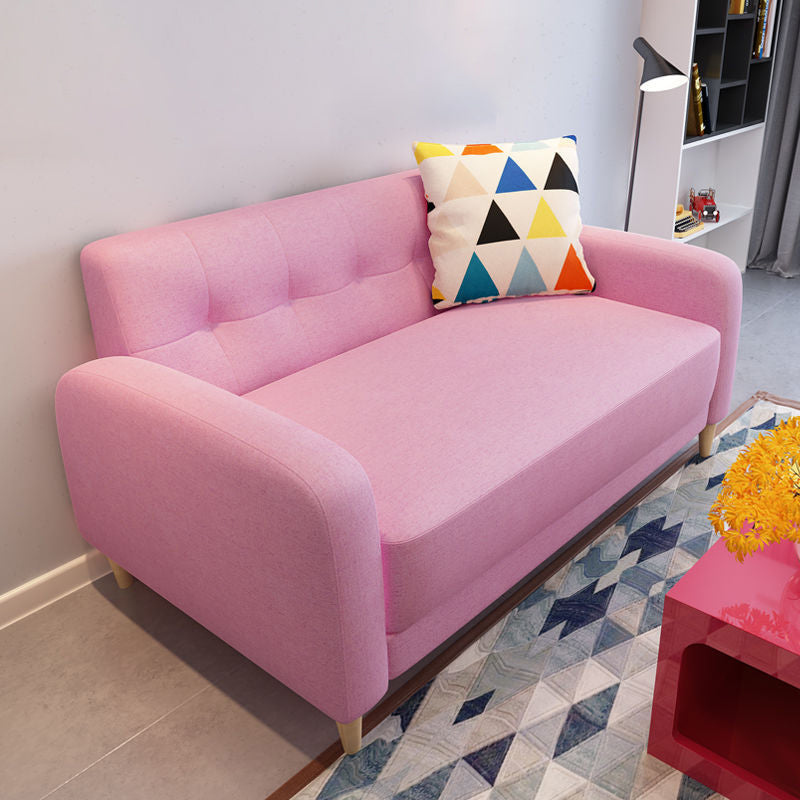 Pure Color Sofa Tufted Back Square Arm Sofa for Living Room Home Pinkish Red Clearhalo 'furn' 'furn_sofas' 'Furniture' 'furniture_sofas' 'kitchen' 'kitchen_sofas' 'Living Room Furniture' 'Sofa' 'sofas' 4749284