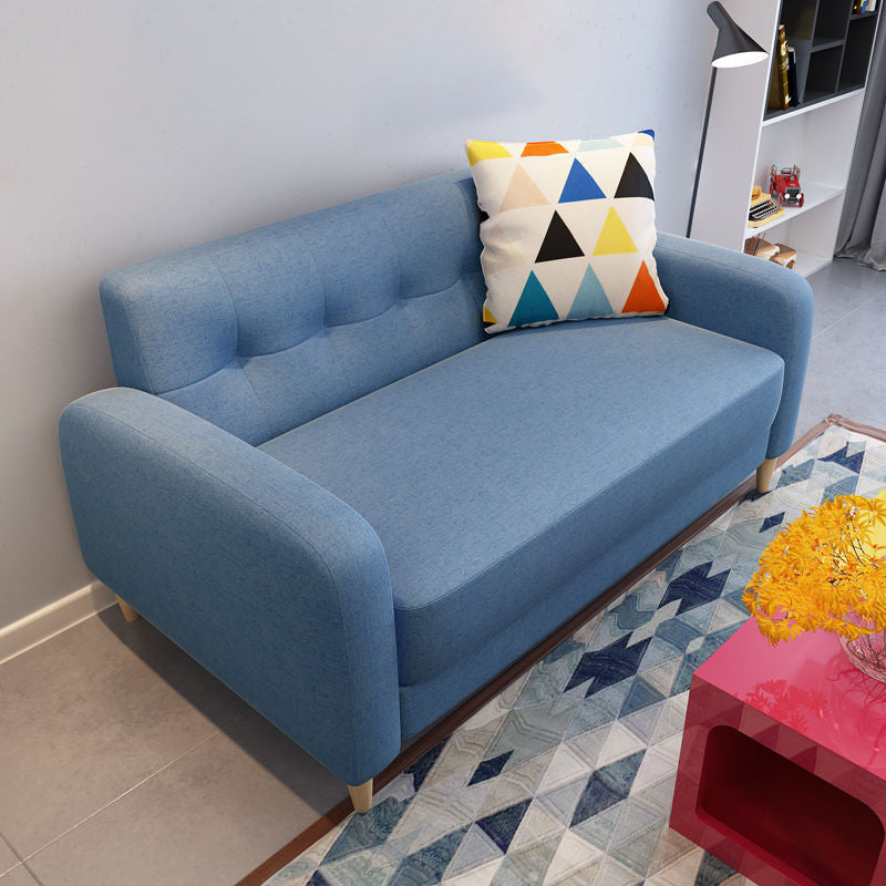 Pure Color Sofa Tufted Back Square Arm Sofa for Living Room Home Blue Clearhalo 'furn' 'furn_sofas' 'Furniture' 'furniture_sofas' 'kitchen' 'kitchen_sofas' 'Living Room Furniture' 'Sofa' 'sofas' 4749287