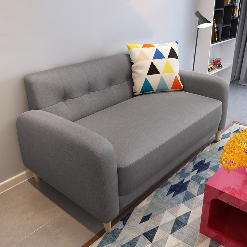 Pure Color Sofa Tufted Back Square Arm Sofa for Living Room Home Grey Clearhalo 'furn' 'furn_sofas' 'Furniture' 'furniture_sofas' 'kitchen' 'kitchen_sofas' 'Living Room Furniture' 'Sofa' 'sofas' 4749288