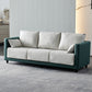 Contemporary Tuxedo Arm Standard Sofa with Bolster Pillows for Living Room, Apartment White Green Faux Leather Clearhalo 'furn' 'furn_sofas' 'Furniture' 'furniture_sofas' 'kitchen' 'kitchen_sofas' 'Living Room Furniture' 'Sofa' 'sofas' 4749307