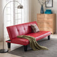 Biscuit Back Faux Leather Loveseat with Wear-resisting and Foldable for Living Room 70"L x 29.5"W x 28"H Red Clearhalo 'furn' 'furn_sofas' 'Furniture' 'furniture_sofas' 'kitchen' 'kitchen_sofas' 'Living Room Furniture' 'Sofa' 'sofas' 4749312