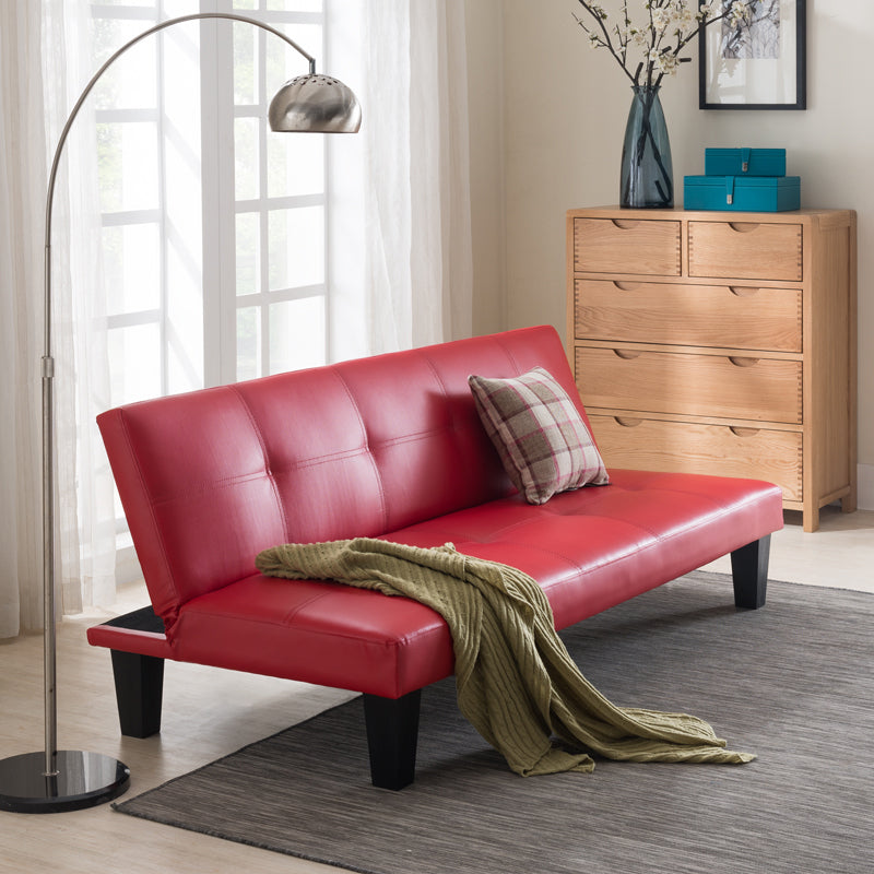 Biscuit Back Faux Leather Loveseat with Wear-resisting and Foldable for Living Room 70"L x 29.5"W x 28"H Red Clearhalo 'furn' 'furn_sofas' 'Furniture' 'furniture_sofas' 'kitchen' 'kitchen_sofas' 'Living Room Furniture' 'Sofa' 'sofas' 4749312