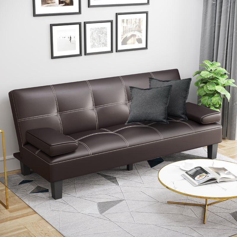 Biscuit Back Faux Leather Loveseat with Wear-resisting and Foldable for Living Room Coffee Clearhalo 'furn' 'furn_sofas' 'Furniture' 'furniture_sofas' 'kitchen' 'kitchen_sofas' 'Living Room Furniture' 'Sofa' 'sofas' 4749320