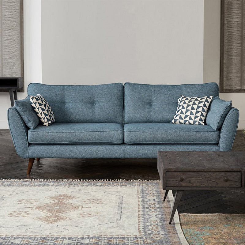 Tufted Flared Arm Sofa 3-Seater 34.64" H Linen Cushions Sofa Clearhalo 'furn' 'furn_sofas' 'Furniture' 'furniture_sofas' 'kitchen' 'kitchen_sofas' 'Living Room Furniture' 'Sofa' 'sofas' 4749348