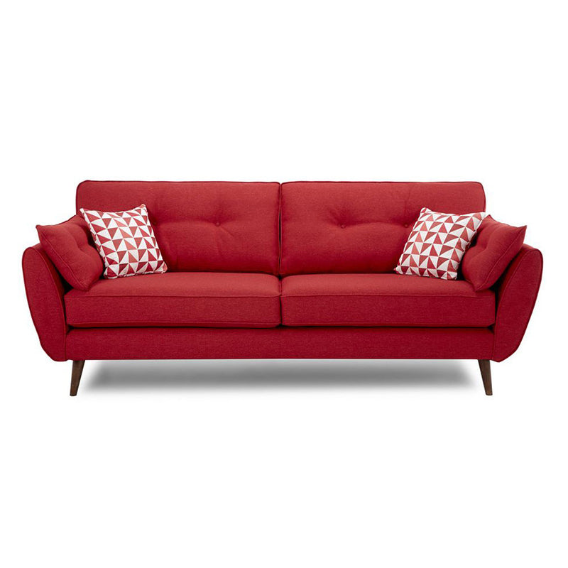Tufted Flared Arm Sofa 3-Seater 34.64" H Linen Cushions Sofa Red Clearhalo 'furn' 'furn_sofas' 'Furniture' 'furniture_sofas' 'kitchen' 'kitchen_sofas' 'Living Room Furniture' 'Sofa' 'sofas' 4749353