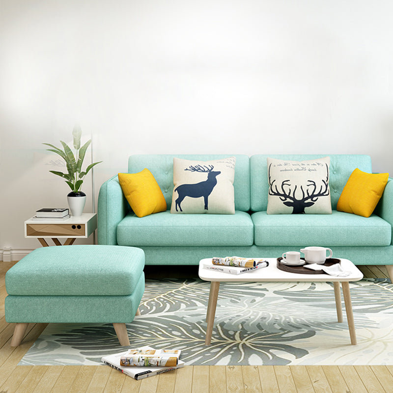 Modern Macaroon Square Arm Sofa 4 Wood Legs Cushions Sofa for Apartment Clearhalo 'furn' 'furn_sofas' 'Furniture' 'furniture_sofas' 'kitchen' 'kitchen_sofas' 'Living Room Furniture' 'Sofa' 'sofas' 4749388