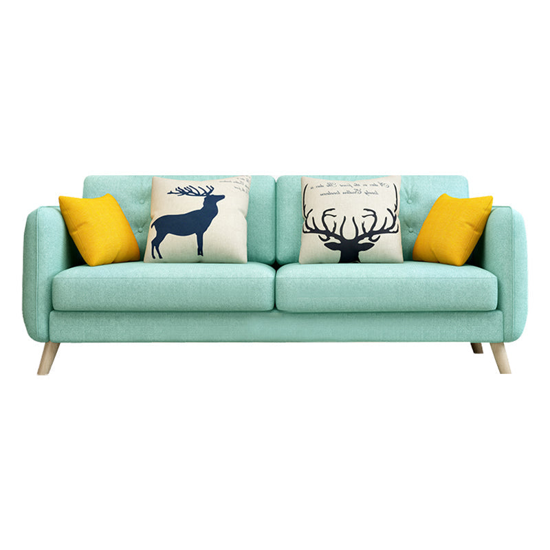 Modern Macaroon Square Arm Sofa 4 Wood Legs Cushions Sofa for Apartment Clearhalo 'furn' 'furn_sofas' 'Furniture' 'furniture_sofas' 'kitchen' 'kitchen_sofas' 'Living Room Furniture' 'Sofa' 'sofas' 4749391