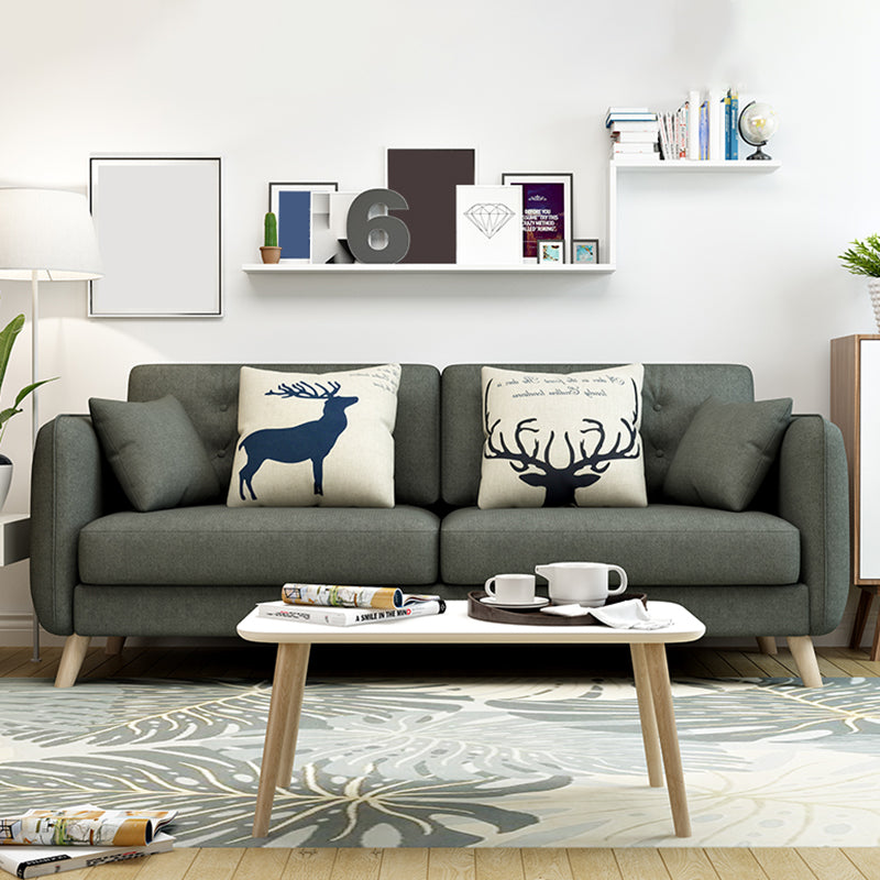 Modern Macaroon Square Arm Sofa 4 Wood Legs Cushions Sofa for Apartment Dark Gray Clearhalo 'furn' 'furn_sofas' 'Furniture' 'furniture_sofas' 'kitchen' 'kitchen_sofas' 'Living Room Furniture' 'Sofa' 'sofas' 4749395