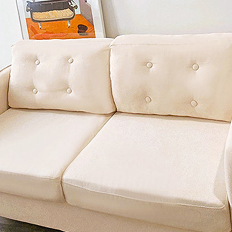 Contemporary Cotton Blend Tufted Slipcovered Sofa with Square Arm Clearhalo 'Furniture' 'furniture_sofas' 'kitchen' 'kitchen_sofas' 'Living Room Furniture' 'Sofa' 'sofas' 4749407