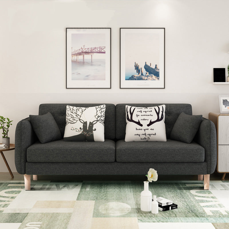 Contemporary Cotton Blend Tufted Slipcovered Sofa with Square Arm Dark Gray Clearhalo 'Furniture' 'furniture_sofas' 'kitchen' 'kitchen_sofas' 'Living Room Furniture' 'Sofa' 'sofas' 4749411