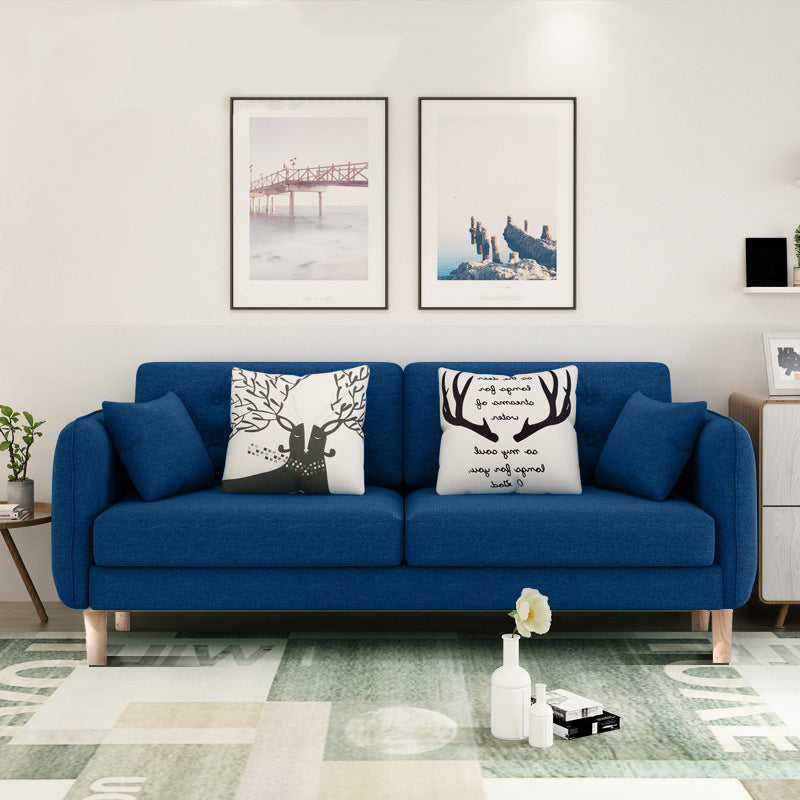 Contemporary Cotton Blend Tufted Slipcovered Sofa with Square Arm Dark Blue Clearhalo 'Furniture' 'furniture_sofas' 'kitchen' 'kitchen_sofas' 'Living Room Furniture' 'Sofa' 'sofas' 4749414