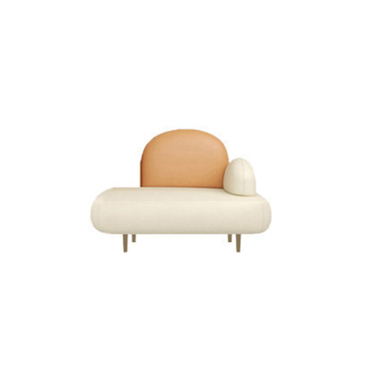 Modern Curved 4 Metal Legs Sofa Faux Leather Recessed Arm Sofa 33.5"L x 28"W x 31.5"H White-Saffron Clearhalo 'furn' 'furn_sofas' 'Furniture' 'furniture_sofas' 'kitchen' 'kitchen_sofas' 'Living Room Furniture' 'Sofa' 'sofas' 4749421