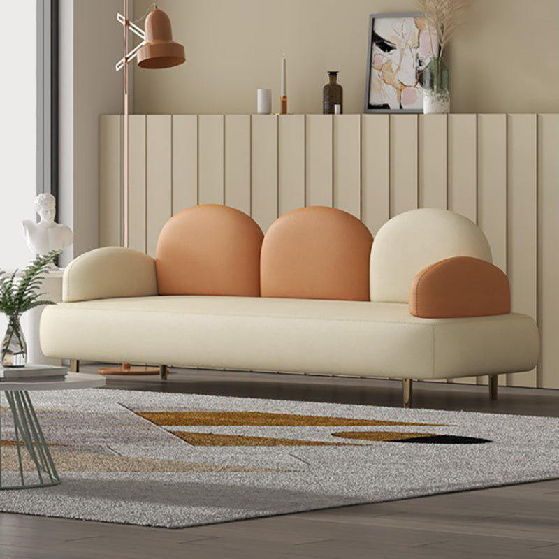 Modern Curved 4 Metal Legs Sofa Faux Leather Recessed Arm Sofa Clearhalo 'furn' 'furn_sofas' 'Furniture' 'furniture_sofas' 'kitchen' 'kitchen_sofas' 'Living Room Furniture' 'Sofa' 'sofas' 4749422