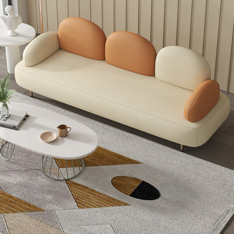 Modern Curved 4 Metal Legs Sofa Faux Leather Recessed Arm Sofa Clearhalo 'furn' 'furn_sofas' 'Furniture' 'furniture_sofas' 'kitchen' 'kitchen_sofas' 'Living Room Furniture' 'Sofa' 'sofas' 4749426