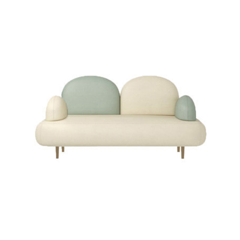 Modern Curved 4 Metal Legs Sofa Faux Leather Recessed Arm Sofa 57"L x 28"W x 31.5"H White-Green Clearhalo 'furn' 'furn_sofas' 'Furniture' 'furniture_sofas' 'kitchen' 'kitchen_sofas' 'Living Room Furniture' 'Sofa' 'sofas' 4749427