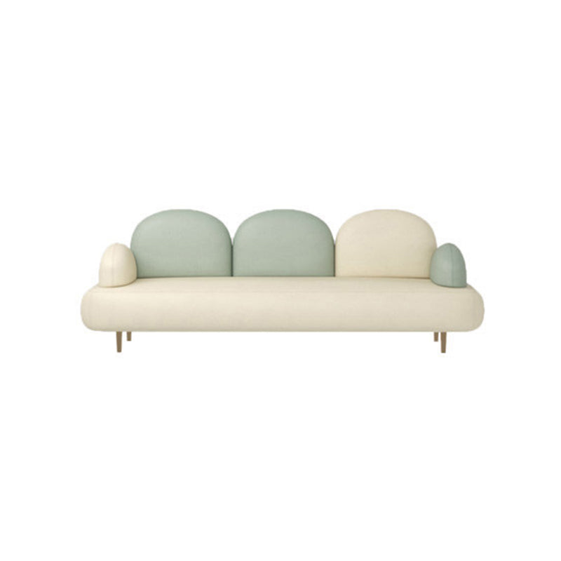 Modern Curved 4 Metal Legs Sofa Faux Leather Recessed Arm Sofa 81"L x 28"W x 31.5"H White-Green Clearhalo 'furn' 'furn_sofas' 'Furniture' 'furniture_sofas' 'kitchen' 'kitchen_sofas' 'Living Room Furniture' 'Sofa' 'sofas' 4749429