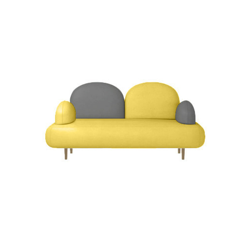 Modern Curved 4 Metal Legs Sofa Faux Leather Recessed Arm Sofa 57"L x 28"W x 31.5"H Yellow-Gray Clearhalo 'furn' 'furn_sofas' 'Furniture' 'furniture_sofas' 'kitchen' 'kitchen_sofas' 'Living Room Furniture' 'Sofa' 'sofas' 4749433