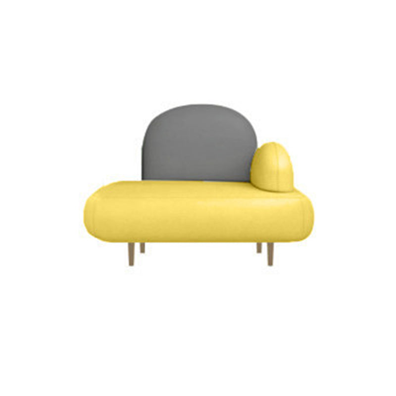 Modern Curved 4 Metal Legs Sofa Faux Leather Recessed Arm Sofa 33.5"L x 28"W x 31.5"H Yellow-Gray Clearhalo 'furn' 'furn_sofas' 'Furniture' 'furniture_sofas' 'kitchen' 'kitchen_sofas' 'Living Room Furniture' 'Sofa' 'sofas' 4749435