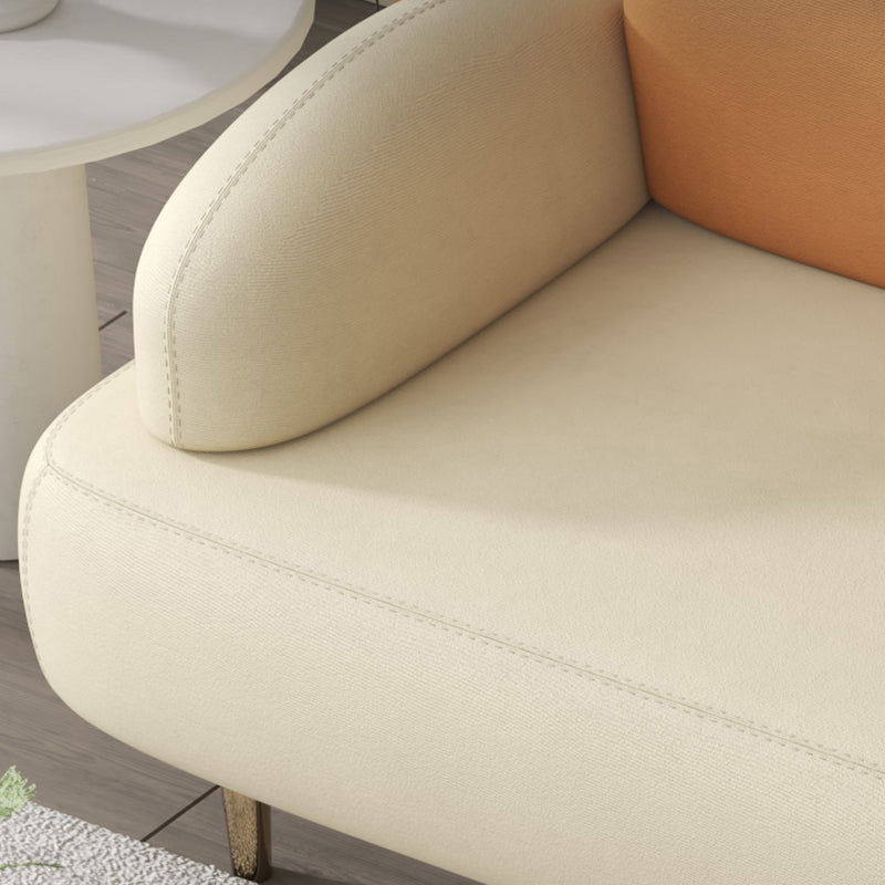 Modern Curved 4 Metal Legs Sofa Faux Leather Recessed Arm Sofa Clearhalo 'furn' 'furn_sofas' 'Furniture' 'furniture_sofas' 'kitchen' 'kitchen_sofas' 'Living Room Furniture' 'Sofa' 'sofas' 4749436