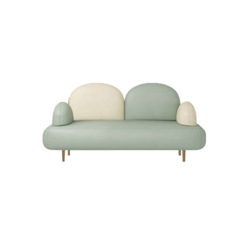 Modern Curved 4 Metal Legs Sofa Faux Leather Recessed Arm Sofa 57"L x 28"W x 31.5"H Green Clearhalo 'furn' 'furn_sofas' 'Furniture' 'furniture_sofas' 'kitchen' 'kitchen_sofas' 'Living Room Furniture' 'Sofa' 'sofas' 4749439