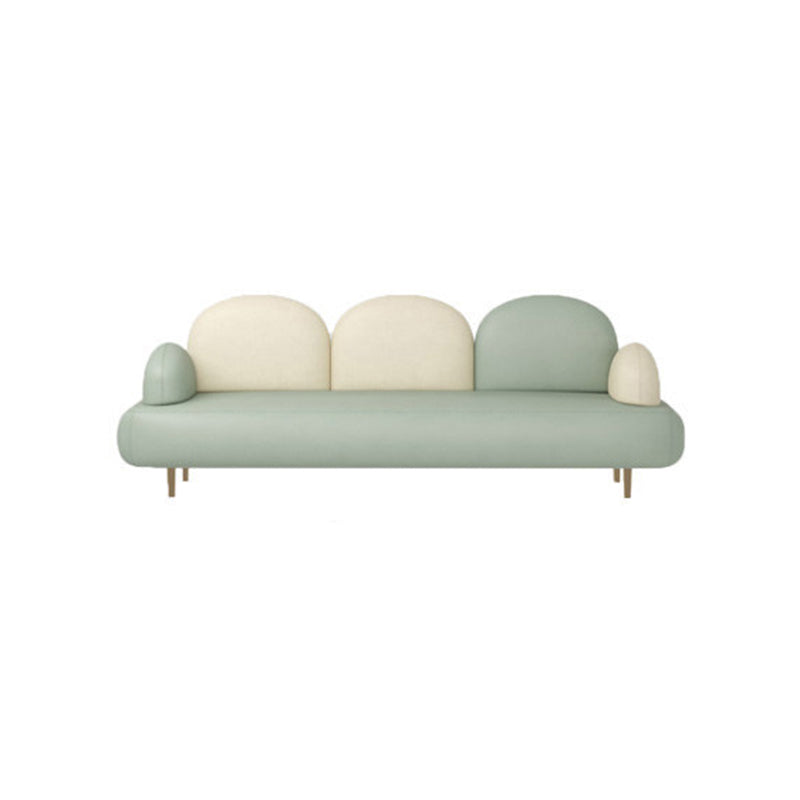 Modern Curved 4 Metal Legs Sofa Faux Leather Recessed Arm Sofa 81"L x 28"W x 31.5"H Green Clearhalo 'furn' 'furn_sofas' 'Furniture' 'furniture_sofas' 'kitchen' 'kitchen_sofas' 'Living Room Furniture' 'Sofa' 'sofas' 4749440