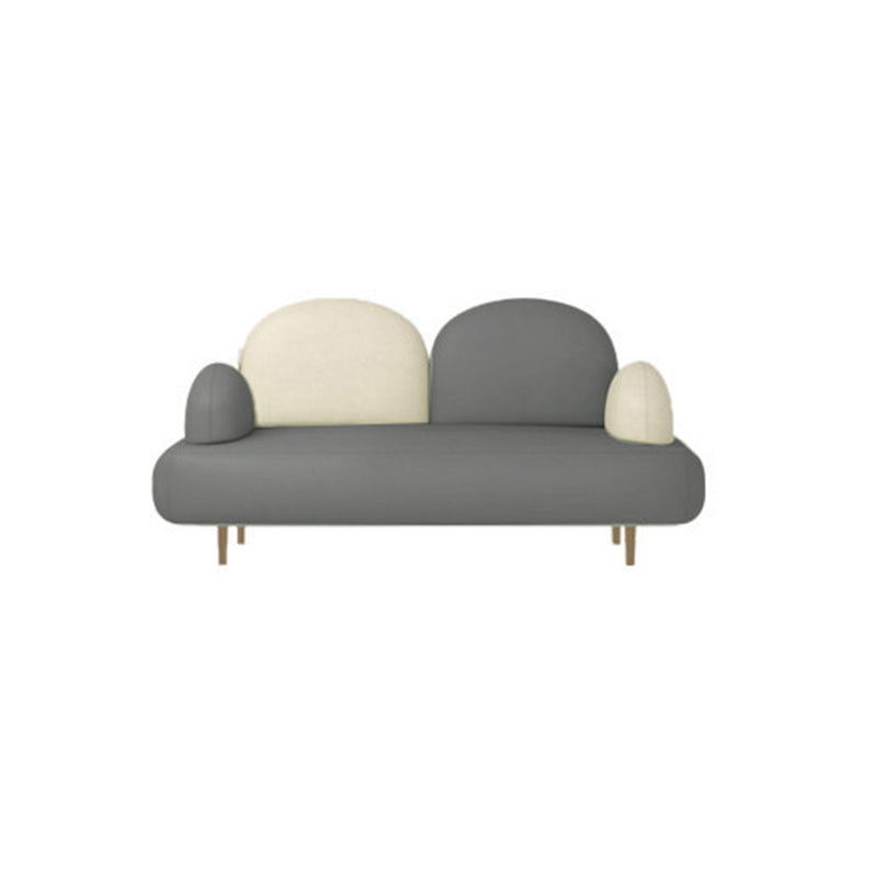 Modern Curved 4 Metal Legs Sofa Faux Leather Recessed Arm Sofa 57"L x 28"W x 31.5"H Gray-White Clearhalo 'furn' 'furn_sofas' 'Furniture' 'furniture_sofas' 'kitchen' 'kitchen_sofas' 'Living Room Furniture' 'Sofa' 'sofas' 4749442