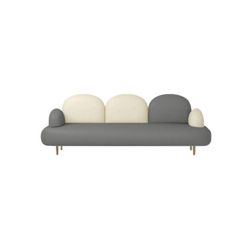 Modern Curved 4 Metal Legs Sofa Faux Leather Recessed Arm Sofa 81"L x 28"W x 31.5"H Gray-White Clearhalo 'furn' 'furn_sofas' 'Furniture' 'furniture_sofas' 'kitchen' 'kitchen_sofas' 'Living Room Furniture' 'Sofa' 'sofas' 4749443
