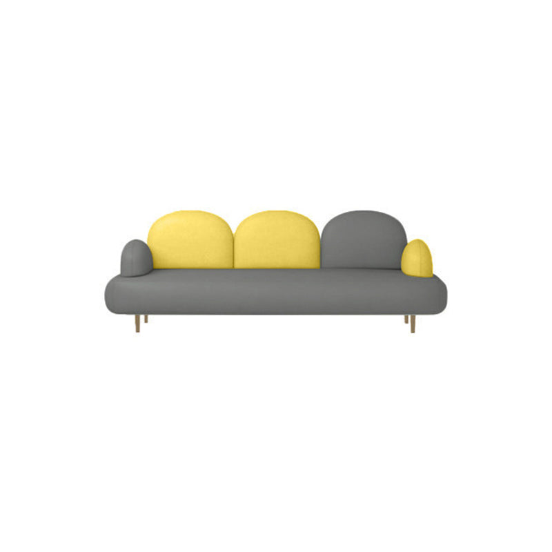 Modern Curved 4 Metal Legs Sofa Faux Leather Recessed Arm Sofa 81"L x 28"W x 31.5"H Grey Clearhalo 'furn' 'furn_sofas' 'Furniture' 'furniture_sofas' 'kitchen' 'kitchen_sofas' 'Living Room Furniture' 'Sofa' 'sofas' 4749446