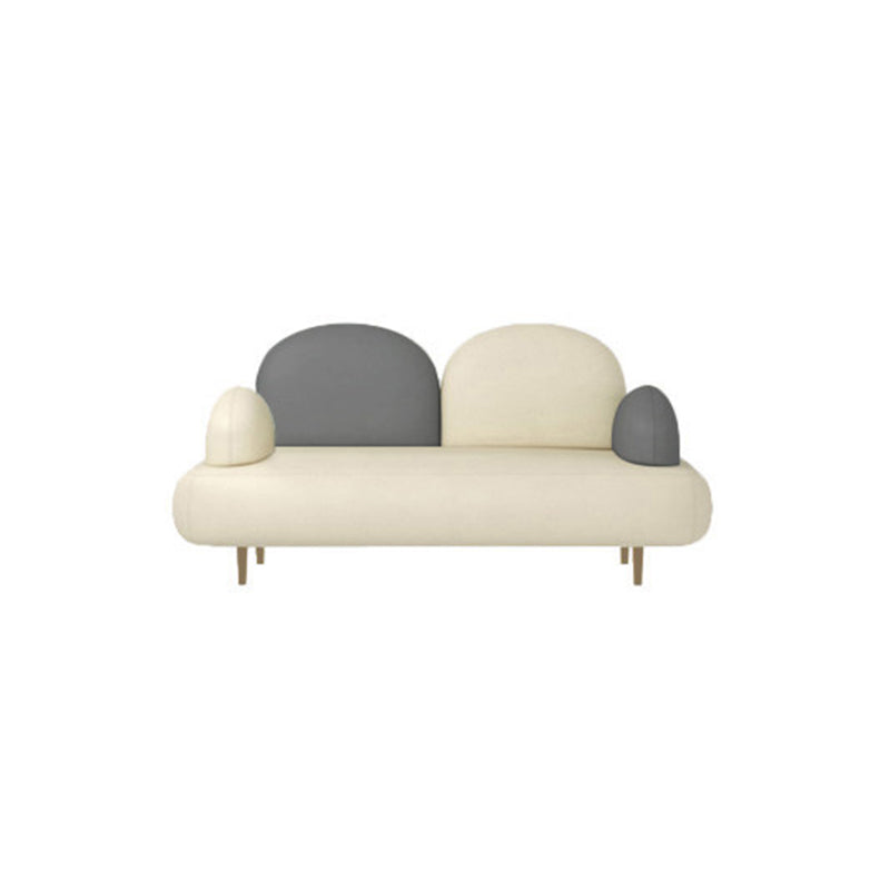 Modern Curved 4 Metal Legs Sofa Faux Leather Recessed Arm Sofa 57"L x 28"W x 31.5"H White-Gray Clearhalo 'furn' 'furn_sofas' 'Furniture' 'furniture_sofas' 'kitchen' 'kitchen_sofas' 'Living Room Furniture' 'Sofa' 'sofas' 4749448