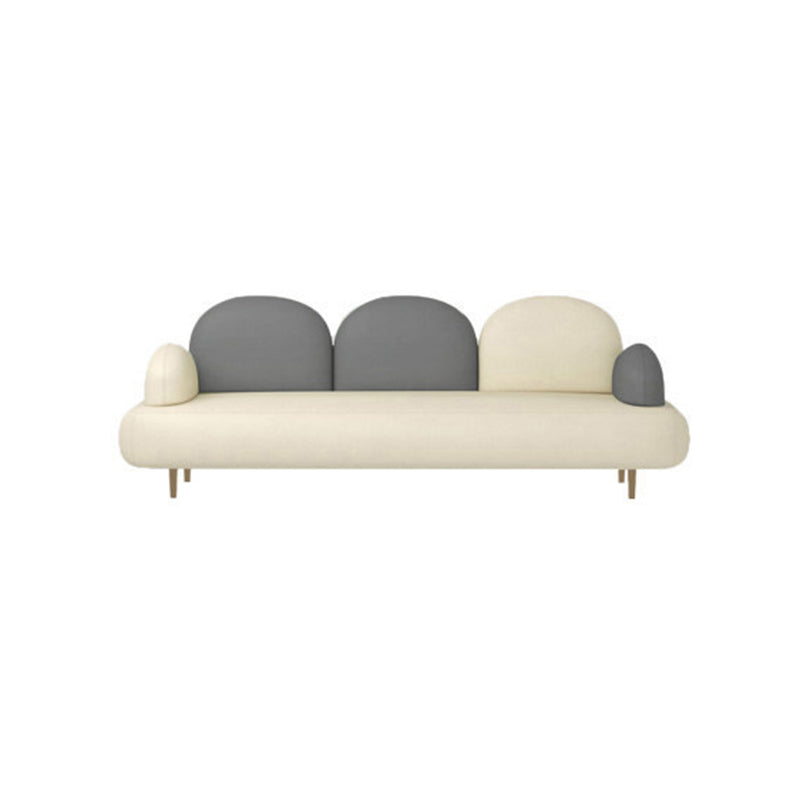 Modern Curved 4 Metal Legs Sofa Faux Leather Recessed Arm Sofa 81"L x 28"W x 31.5"H White-Gray Clearhalo 'furn' 'furn_sofas' 'Furniture' 'furniture_sofas' 'kitchen' 'kitchen_sofas' 'Living Room Furniture' 'Sofa' 'sofas' 4749449
