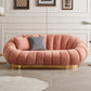 Contemporary Solid Color Curved Sofa with Sloped Arms for Bedroom Living Room Rose Bloom Clearhalo 'furn' 'furn_sofas' 'Furniture' 'furniture_sofas' 'kitchen' 'kitchen_sofas' 'Living Room Furniture' 'Sofa' 'sofas' 4749453