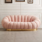 Contemporary Solid Color Curved Sofa with Sloped Arms for Bedroom Living Room Pink Clearhalo 'furn' 'furn_sofas' 'Furniture' 'furniture_sofas' 'kitchen' 'kitchen_sofas' 'Living Room Furniture' 'Sofa' 'sofas' 4749467