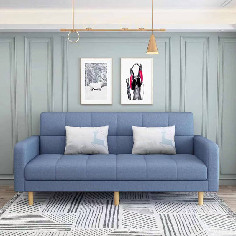Transitional Modern Biscuit Back Sofa 31.5"High Square Arm Stain Resistant Sofa Airy Blue Cotton Blend Clearhalo 'furn' 'furn_sofas' 'Furniture' 'furniture_sofas' 'kitchen' 'kitchen_sofas' 'Living Room Furniture' 'Sofa' 'sofas' 4749486