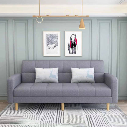 Transitional Modern Biscuit Back Sofa 31.5"High Square Arm Stain Resistant Sofa Light Gray Cotton Blend Clearhalo 'furn' 'furn_sofas' 'Furniture' 'furniture_sofas' 'kitchen' 'kitchen_sofas' 'Living Room Furniture' 'Sofa' 'sofas' 4749492