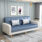 Transitional Modern Biscuit Back Sofa 31.5"High Square Arm Stain Resistant Sofa Blue-White Faux Leather Clearhalo 'furn' 'furn_sofas' 'Furniture' 'furniture_sofas' 'kitchen' 'kitchen_sofas' 'Living Room Furniture' 'Sofa' 'sofas' 4749494