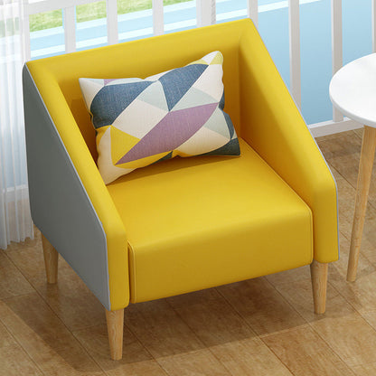 Contemporary Cotton Blend Faux Leather Sofa with Wooden Based Yellow 31''H x 24''L x 24''W Faux Leather Clearhalo 'Furniture' 'furniture_sofas' 'kitchen' 'kitchen_sofas' 'Living Room Furniture' 'Sofa' 'sofas' 4749507