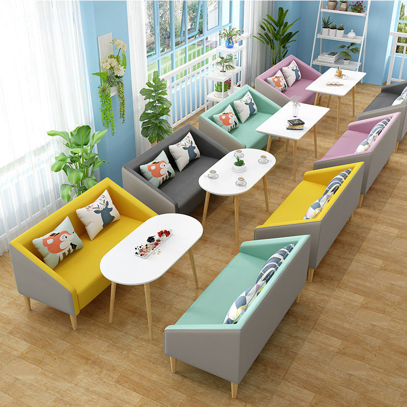 Contemporary Cotton Blend Faux Leather Sofa with Wooden Based Clearhalo 'Furniture' 'furniture_sofas' 'kitchen' 'kitchen_sofas' 'Living Room Furniture' 'Sofa' 'sofas' 4749508