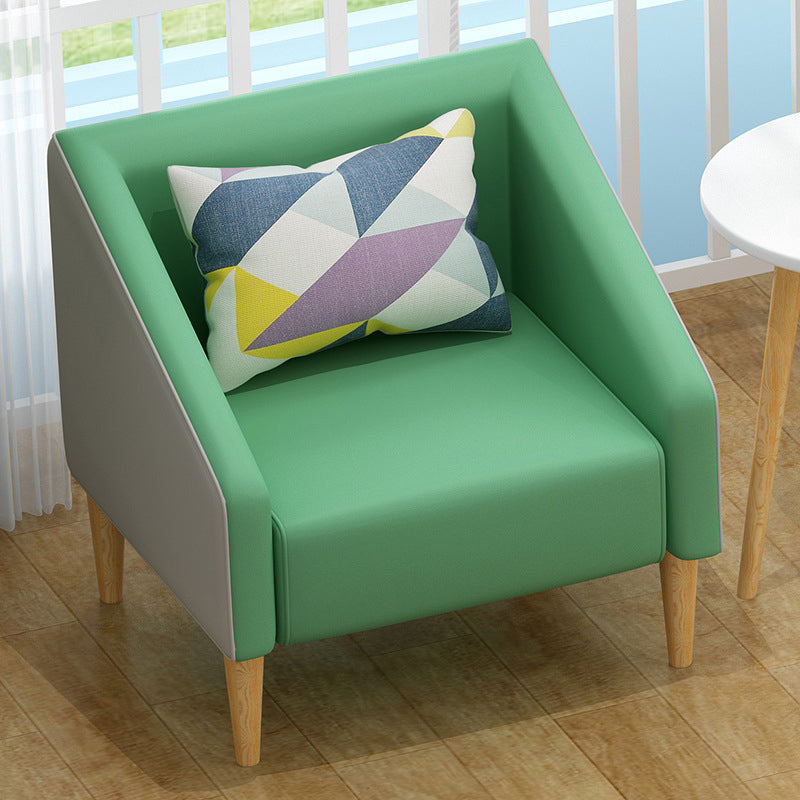 Contemporary Cotton Blend Faux Leather Sofa with Wooden Based Navy 31''H x 24''L x 24''W Faux Leather Clearhalo 'Furniture' 'furniture_sofas' 'kitchen' 'kitchen_sofas' 'Living Room Furniture' 'Sofa' 'sofas' 4749518