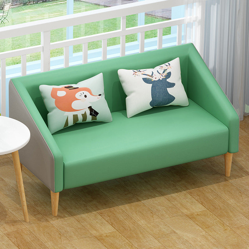 Contemporary Cotton Blend Faux Leather Sofa with Wooden Based Navy 31''H x 47''L x 24''W Faux Leather Clearhalo 'Furniture' 'furniture_sofas' 'kitchen' 'kitchen_sofas' 'Living Room Furniture' 'Sofa' 'sofas' 4749520