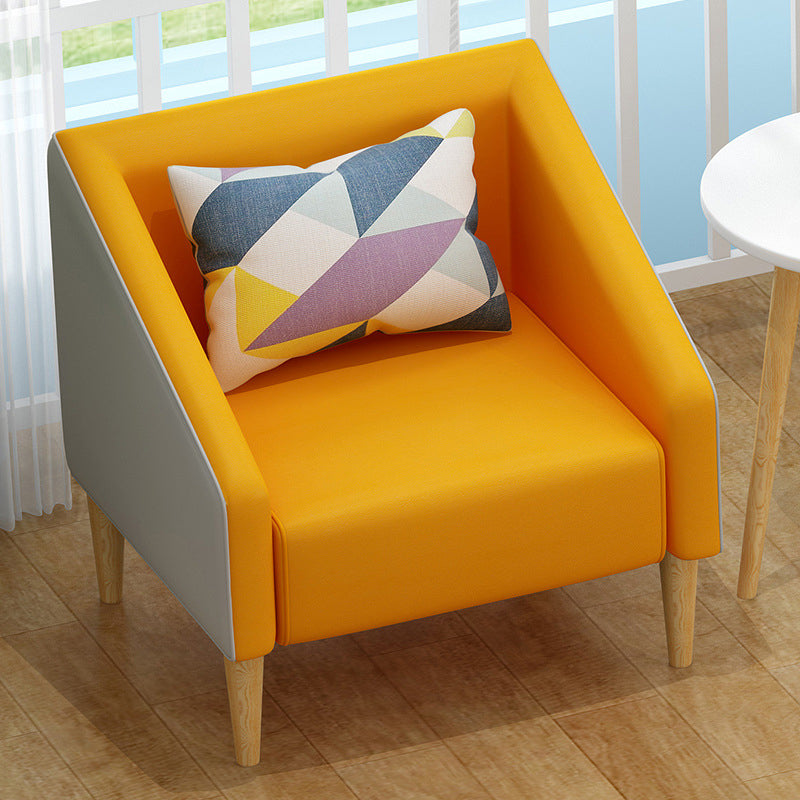 Contemporary Cotton Blend Faux Leather Sofa with Wooden Based Orange 31''H x 24''L x 24''W Faux Leather Clearhalo 'Furniture' 'furniture_sofas' 'kitchen' 'kitchen_sofas' 'Living Room Furniture' 'Sofa' 'sofas' 4749529