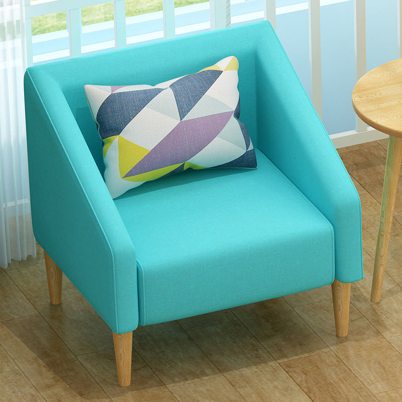 Contemporary Cotton Blend Faux Leather Sofa with Wooden Based Turquoise 31''H x 24''L x 24''W Cotton Blend Clearhalo 'Furniture' 'furniture_sofas' 'kitchen' 'kitchen_sofas' 'Living Room Furniture' 'Sofa' 'sofas' 4749539