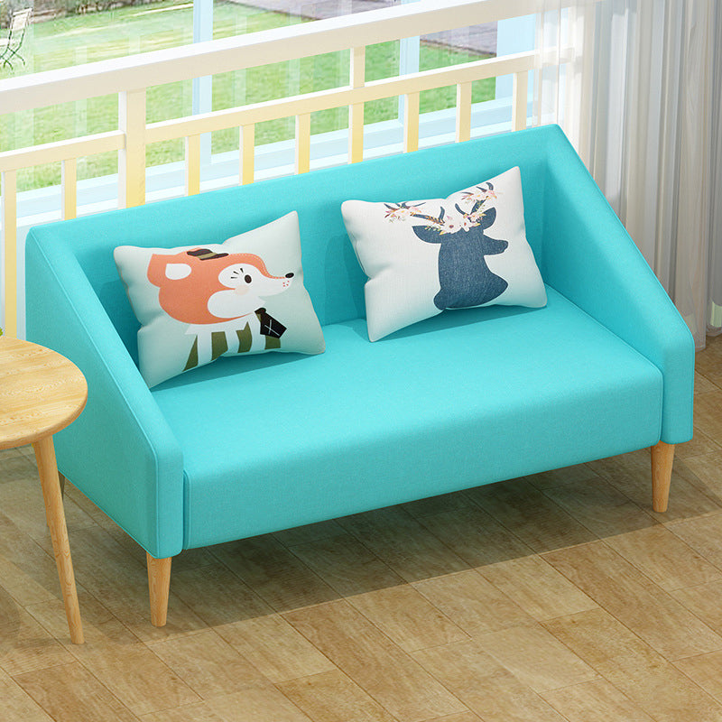 Contemporary Cotton Blend Faux Leather Sofa with Wooden Based Turquoise 31''H x 47''L x 24''W Cotton Blend Clearhalo 'Furniture' 'furniture_sofas' 'kitchen' 'kitchen_sofas' 'Living Room Furniture' 'Sofa' 'sofas' 4749540