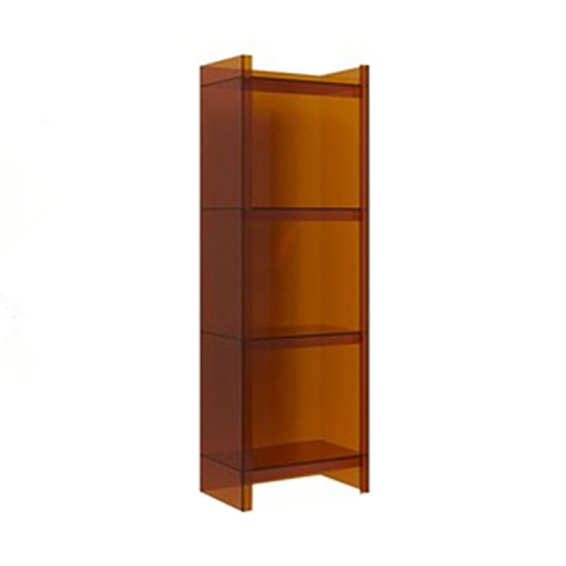 4/5-Shelf Glam Closed Back Standard Bookshelf Acrylic Vertical Bookshelf 15.7"L x 9.8"W x 46.5"H Coffee Clearhalo 'Bookcases' 'furn' 'furn_bookcases' 'Furniture' 'furniture_bookcases' 'kitchen' 'kitchen_bookcases' 'Living Room Furniture' 'Office Furniture' 4749586