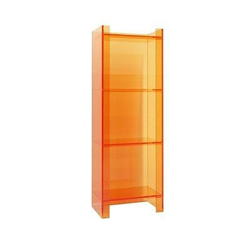 4/5-Shelf Glam Closed Back Standard Bookshelf Acrylic Vertical Bookshelf 15.7"L x 9.8"W x 46.5"H Orange Clearhalo 'Bookcases' 'furn' 'furn_bookcases' 'Furniture' 'furniture_bookcases' 'kitchen' 'kitchen_bookcases' 'Living Room Furniture' 'Office Furniture' 4749587
