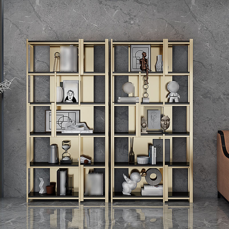 11.81"W 78.74"H Bookshelf Open Back Glam Style for Study Room Home Office Clearhalo 'Bookcases' 'furn' 'furn_bookcases' 'Furniture' 'furniture_bookcases' 'kitchen' 'kitchen_bookcases' 'Living Room Furniture' 'Office Furniture' 4749597
