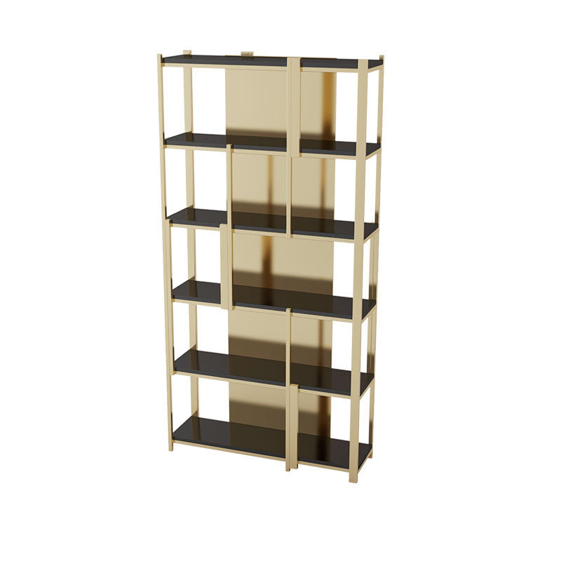 11.81"W 78.74"H Bookshelf Open Back Glam Style for Study Room Home Office Gold Clearhalo 'Bookcases' 'furn' 'furn_bookcases' 'Furniture' 'furniture_bookcases' 'kitchen' 'kitchen_bookcases' 'Living Room Furniture' 'Office Furniture' 4749601