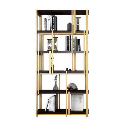 78.74"H Bookcase Glam Style Open Back Bookshelf for Office Study Room Home Iron Clearhalo 'Bookcases' 'furn' 'furn_bookcases' 'Furniture' 'furniture_bookcases' 'kitchen' 'kitchen_bookcases' 'Living Room Furniture' 'Office Furniture' 4749676
