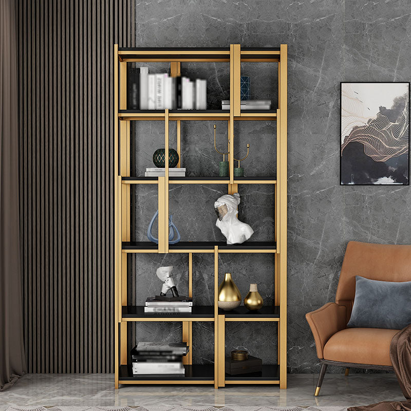 78.74"H Bookcase Glam Style Open Back Bookshelf for Office Study Room Home Stainless Steel Clearhalo 'Bookcases' 'furn' 'furn_bookcases' 'Furniture' 'furniture_bookcases' 'kitchen' 'kitchen_bookcases' 'Living Room Furniture' 'Office Furniture' 4749681